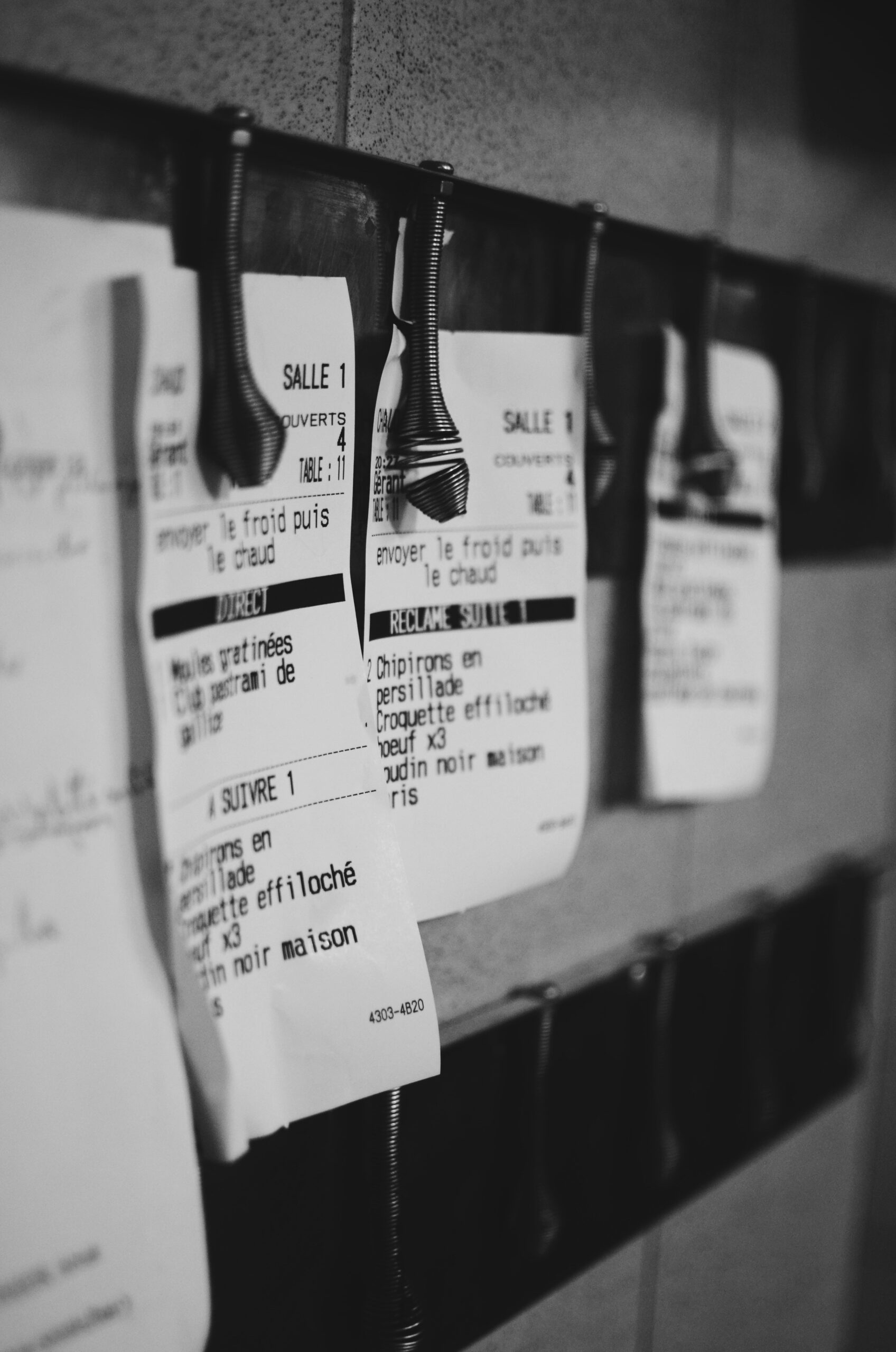 Bons de commande - coup de feu pendant le service - contamination croisée par danger biologique