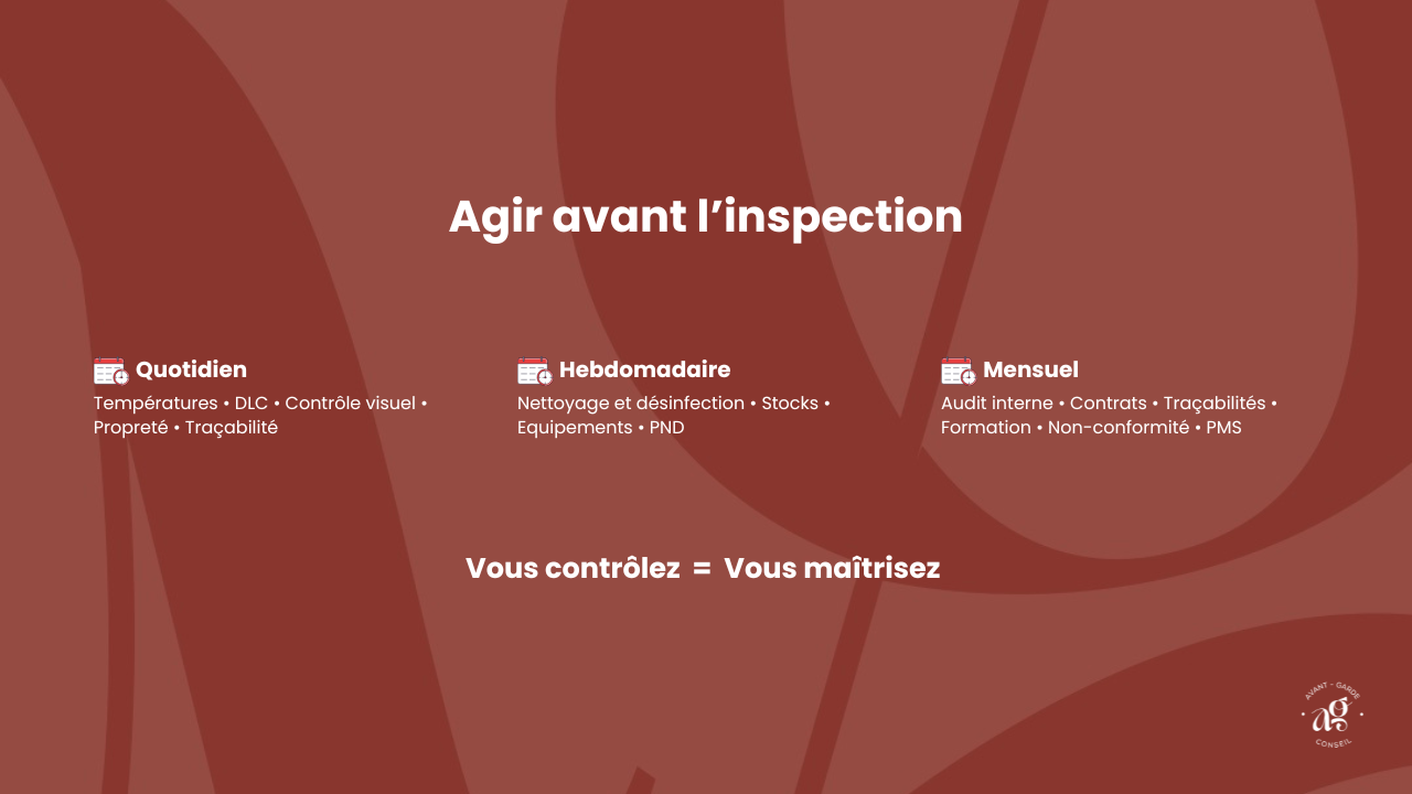 Agir avant le contrôle sanitaire